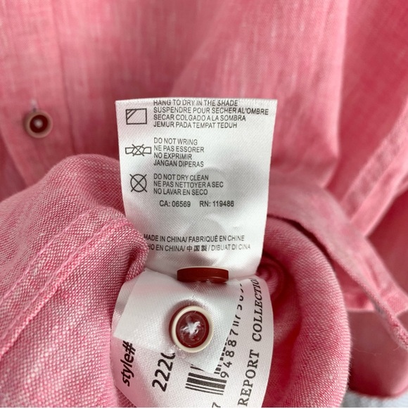 Report Collection Pink Linen Resort Button Down Medium - Picture 6 of 13
